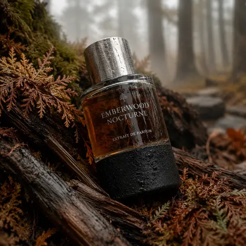 Ultra-realistic premium fragrance product shot of a perfume bottle named **Ember - AI生成图片 3