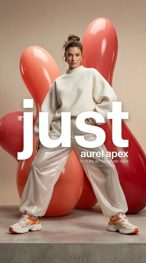 High-fashion futuristic sportswear editorial poster, full-body model Seraphine V - AI生成图片 2
