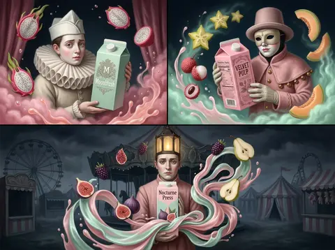 triptych carnival tableau at midnight, baroque oil painting, eerie luxury poster - AI生成图片 1
