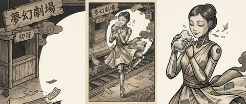 A whimsical robotic ballet dancer pauses mid-pirouette on a deserted subway plat - AI生成图片 3