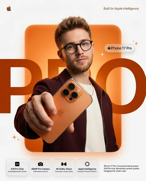 Create a premium Apple-style smartphone advertisement poster in 4:5 vertical for - AI生成图片 2