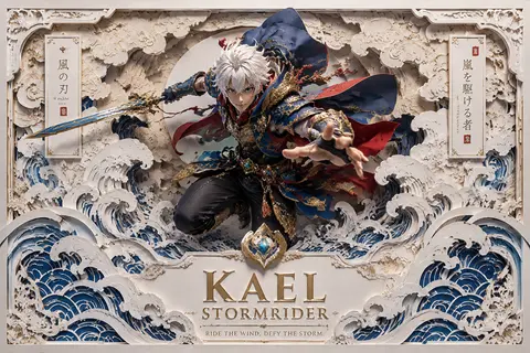Ultra-detailed 3D layered papercraft anime poster featuring the original hero Ka - AI生成图片 1