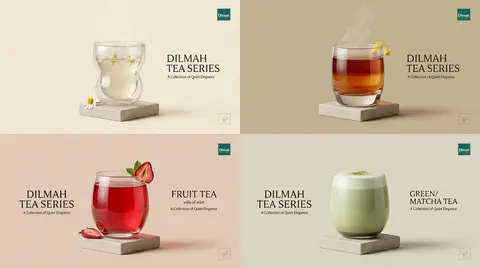 Create an ultra-premium 4-panel product poster for the Dilmah Tea series, mergin - AI生成图片 3
