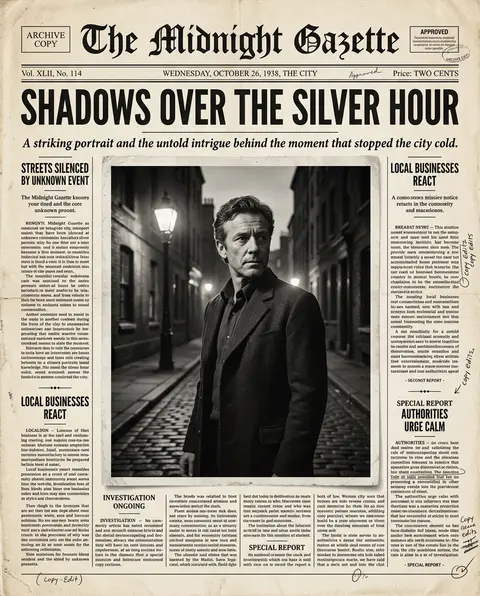 Ultra-realistic front page of a vintage newspaper, cinematic black-and-white edi - AI生成图片 3