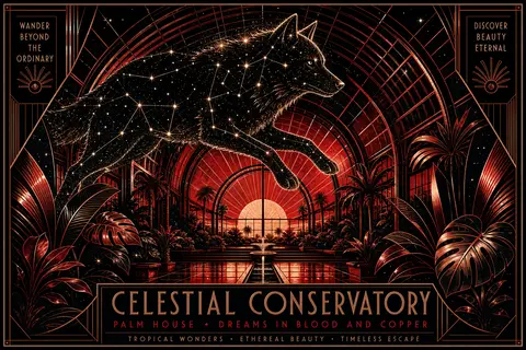 A majestic wolf formed from constellations glides through a sunlit greenhouse of - AI生成图片 2