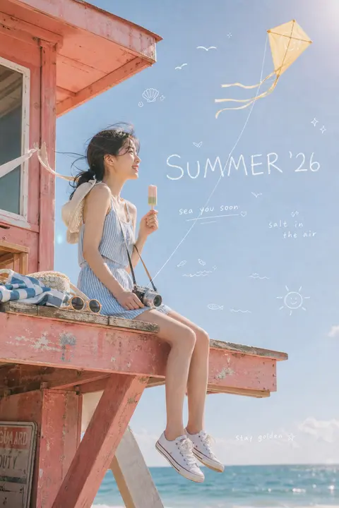 An ultra-realistic cinematic dreamy lifestyle photo celebrating SUMMER ’26, feat - AI生成图片 2