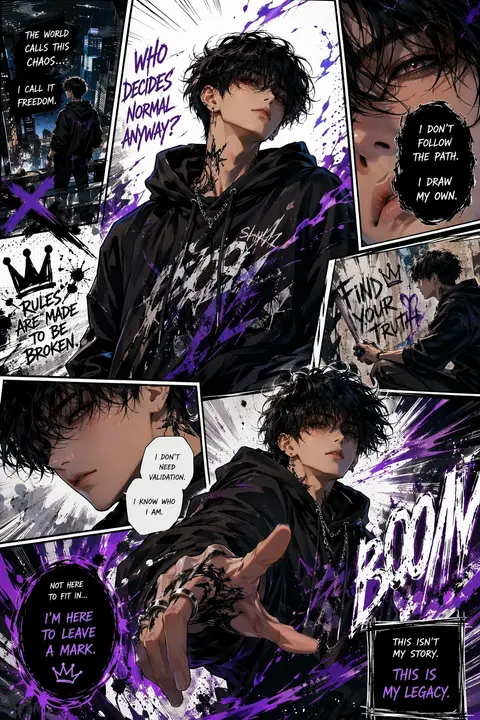 Create a full-page colored manga illustration based on the individual in the ref - AI生成图片 1