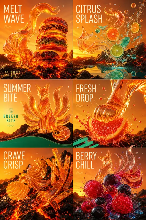 a surrealist photo collage campaign board for the fictional premium summer food - AI生成图片 2