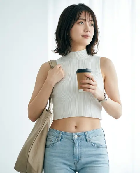 A fresh high-key white-background lifestyle portrait of a young woman in her 20s - AI生成图片 3