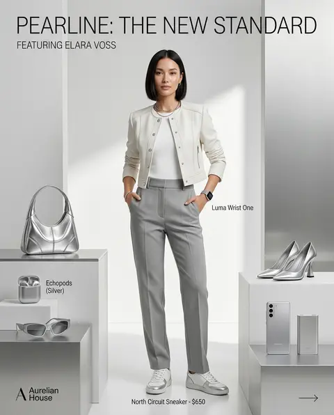 Ultra realistic luxury `Pearline`-inspired fashion campaign poster featuring `El - AI生成图片 3