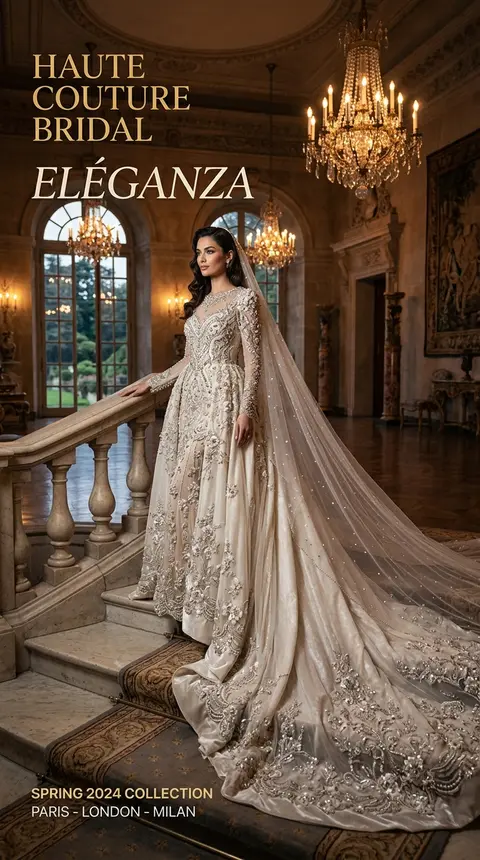 Luxury haute couture bridal fashion campaign inspired by elite Vogue, Dior, Saby - AI生成图片 4