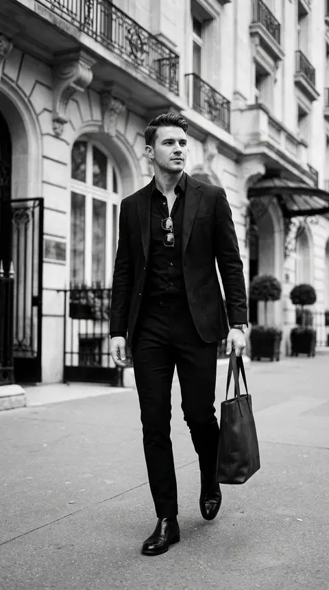 create full body image in black whit shirt or black paint, luxry style. - AI生成图片 3