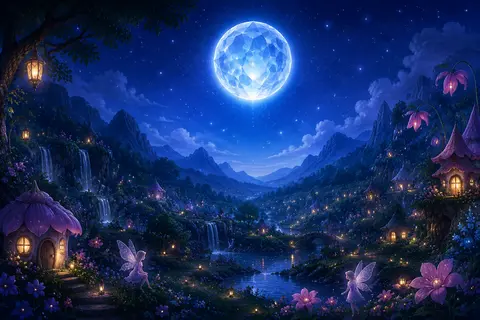 Every night, the Moon Crystal glowed above Fairy Valley. - AI生成图片 1