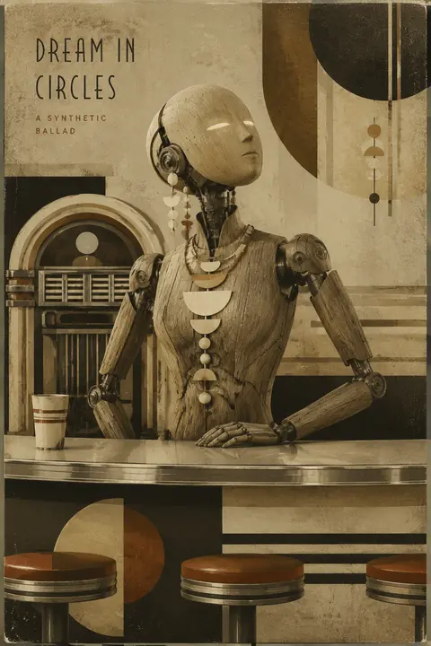 grainy bauhaus geometric poster, a robotic ballet dancer posed behind the chrome - AI生成图片 2