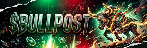 为加密社群横幅打造一张极具冲击力的视觉主图，主标题使用“$BULLPOST”超大字号置于画面核心偏左区域，字形厚重锋利，带有金属切面与微微发光的边缘效果，确保在 - AI生成图片 1