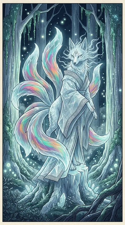 9:16 vertical composition, an epic and monumental portrait of a mythical nine-ta - AI生成图片 3