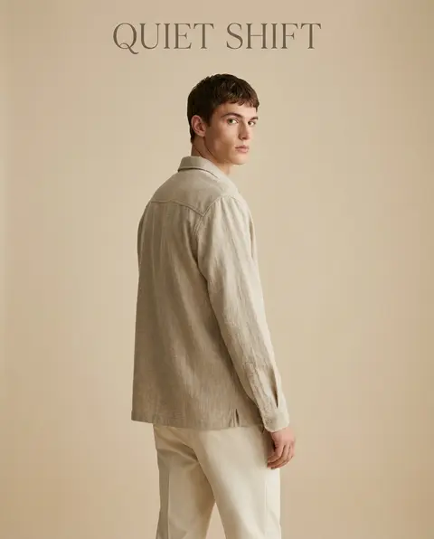Premium Zara fashion editorial. Main Subject: Young male model wearing a warm oa - AI生成图片 4