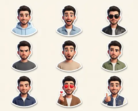 Create a premium collectible 3D sticker sheet in a 3x3 grid, final aspect ratio - AI生成图片 2