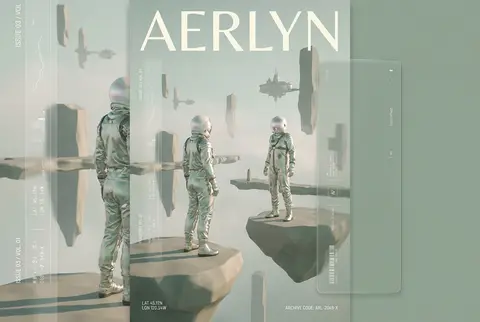 Vertical 2:3 cover composition, vaporwave editorial stillness, twin astronaut ex - AI生成图片 2