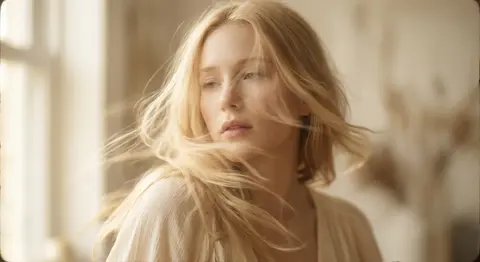 A soft-focus, cinematic fine-art portrait of Elara Voss, a young woman with deli - AI生成图片 1