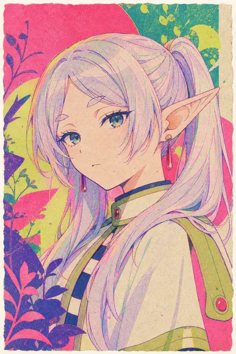 9:16 vertical Risograph poster illustration, fluorescent ink overprint with subt - AI生成图片 2