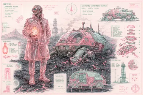 A wistful lighthouse keeper with a weathered braid and oversized round goggles s - AI生成图片 1