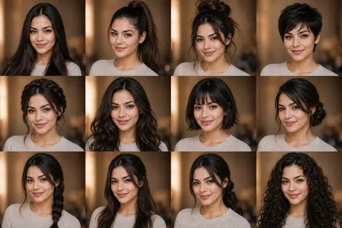 A high-quality photo collage featuring the same person with identical facial fea - AI生成图片 1