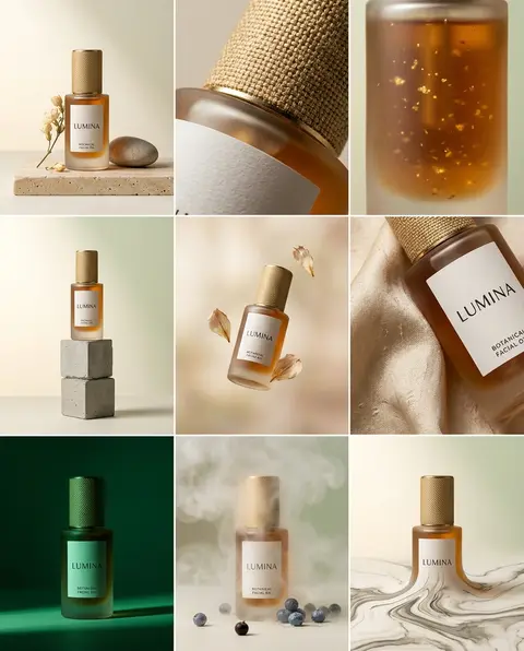 3×3 grid (4:5) luxury campaign board, a single premium product centered and perf - AI生成图片 2
