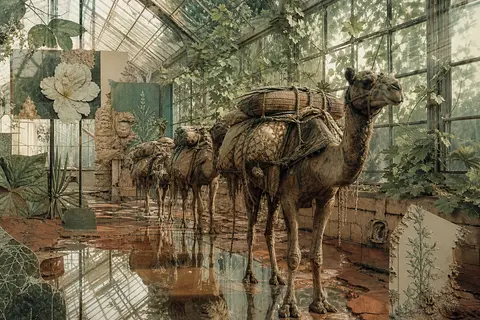 A tense cinematic surrealist photo collage of a desert nomad caravan inside a su - AI生成图片 2