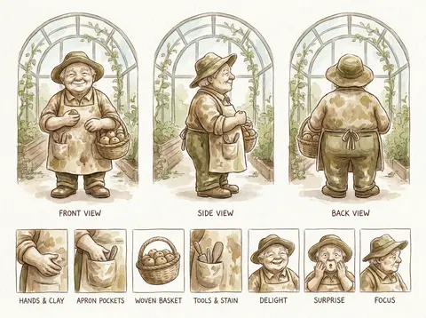 A whimsical market fruit vendor in a sunlit greenhouse, sculpted from wet clay a - AI生成图片 1