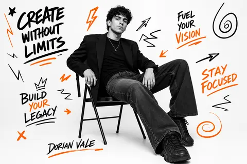 Ultra-realistic black-and-white studio portrait in 8K of indie creative Dorian V - AI生成图片 3
