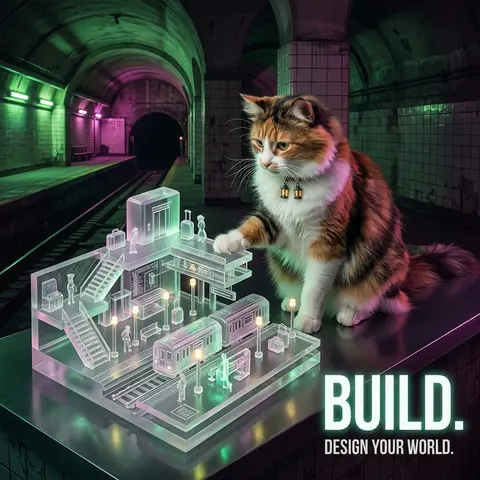 Premium editorial campaign image of a tea-house cat presiding over an abandoned - AI生成图片 4