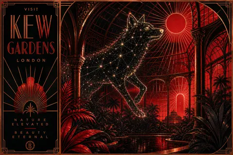 A majestic wolf formed from constellations glides through a sunlit greenhouse of - AI生成图片 1