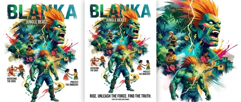 Create a propaganda poster themed around the character “BLANKA” with a consisten - AI生成图片 3