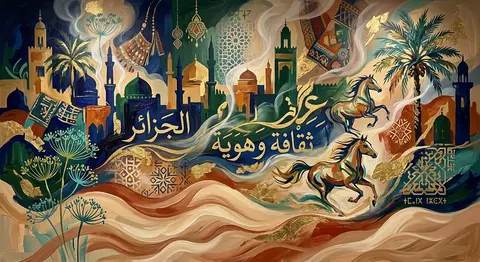 Algerian abstract illustration in a contemporary North African fine-art style, a - AI生成图片 2