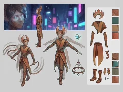 A masked carnival acrobat known as Illusion Tide, rendered as an isometric minia - AI生成图片 2