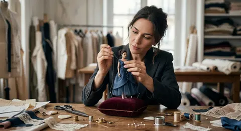 A cinematic haute-couture atelier portrait of Seraphine Vale meticulously hand-s - AI生成图片 2