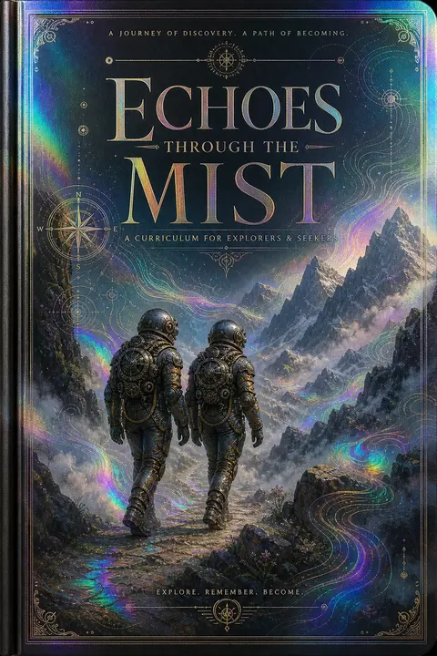 Front book cover for a fictional curriculum titled "Echoes Through the Mist", fe - AI生成图片 1