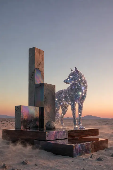 /imagine prompt: an intimate, quiet dawn scene in a windswept desert, centered o - AI生成图片 1