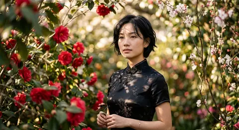 Artistic portrait of Linh Virelle, an elegant East-Asian heroine, wearing a blac - AI生成图片 3