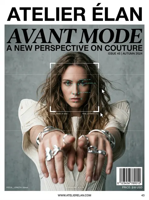 Ultra-realistic fashion editorial portrait of a poised woman in avant-garde ivor - AI生成图片 3