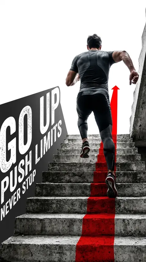 A dynamic athlete in high-performance compression gear sprints upward on a stark - AI生成图片 4