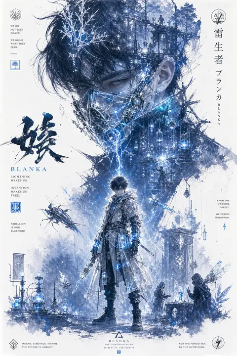 A premium A4 propaganda poster built around a fictional lightning-born insurgent - AI生成图片 1