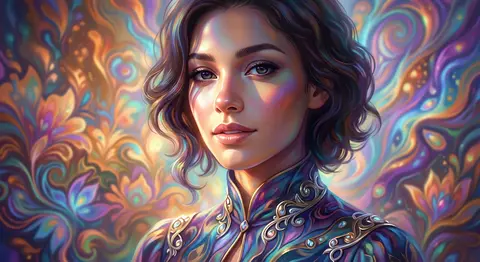 An ethereal heroine, Seraphine Vale, dressed in refined couture with flowing jew - AI生成图片 1