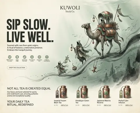 Dreamlike premium campaign poster for the fictional house “KUWOLI Tea & Co.” rei - AI生成图片 1