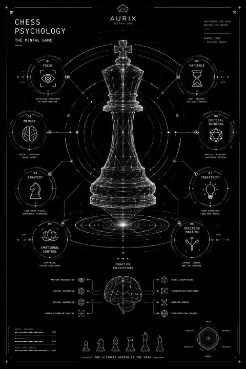 Ultra-minimal chess psychology infographic in a futuristic minimalist style. A c - AI生成图片 1