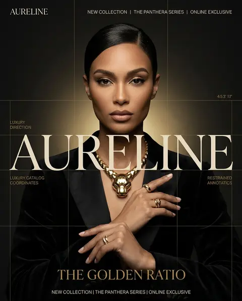 Aureline × Zaria Vale — “THE GOLDEN RATIO” FORMAT: Ultra-premium jewelry campai - AI生成图片 3
