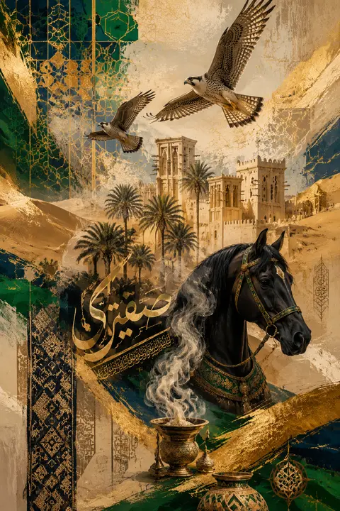 Saudi abstract illustration in a contemporary Riyali art style, an expressive in - AI生成图片 2