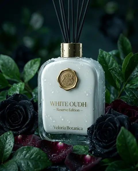 Ultra-realistic luxury product photography of a white creamy glass reed diffuser - AI生成图片 1
