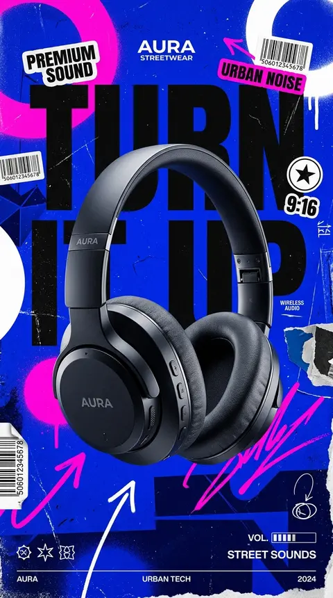 A premium 9:16 streetwear accessories advertising poster featuring a single over - AI生成图片 3